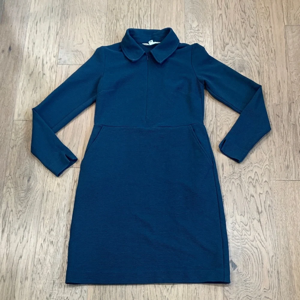 Boden Women's Blue Cam Zip-Up Ottoman Dress Size 2R - Picture 2 of 11